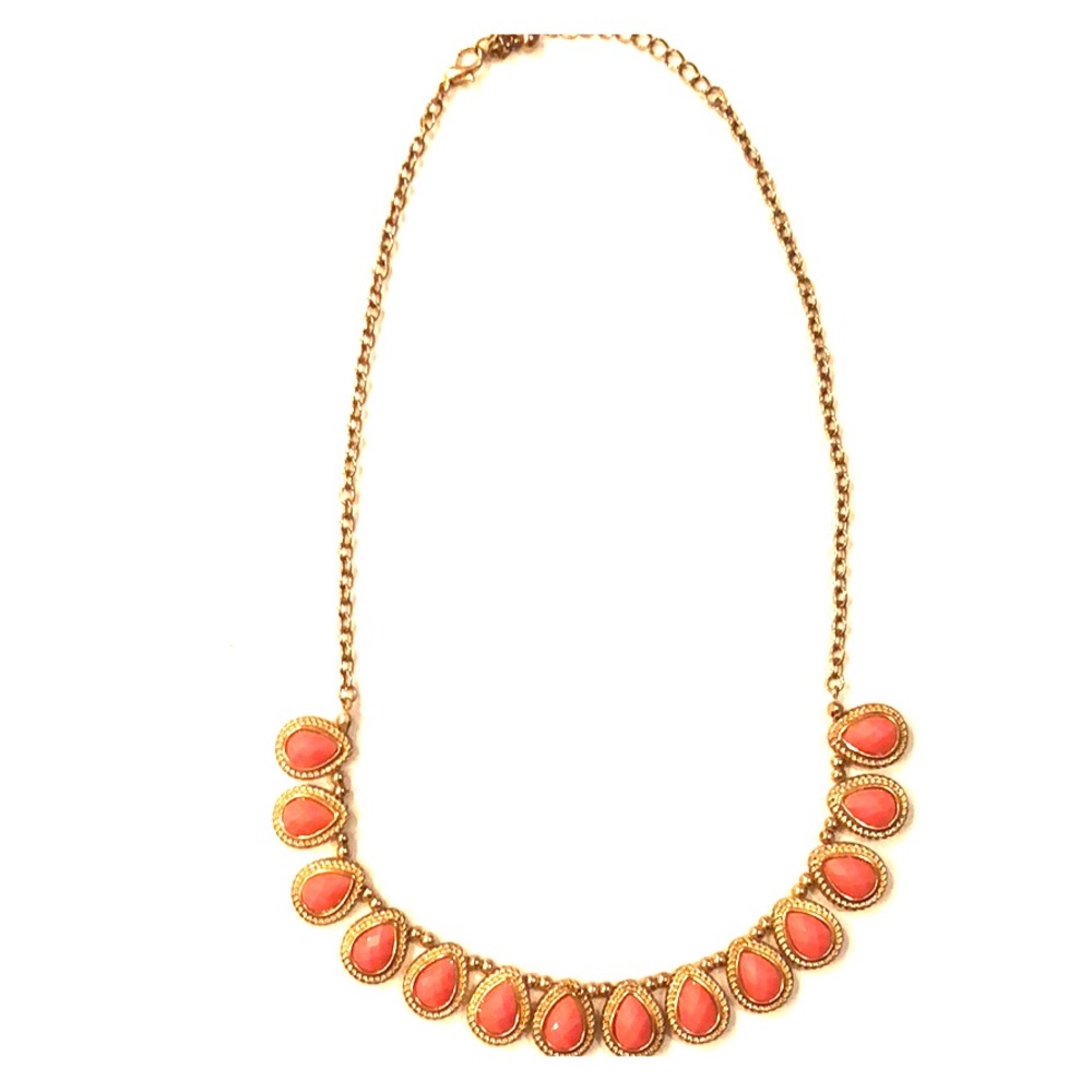 Coral and gold statement necklace